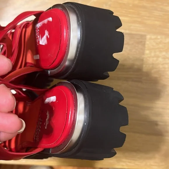 NEW Jeffrey Campbelll Lafayette platform fisherman Red sandals shoes size 7 - Picture 6 of 10
